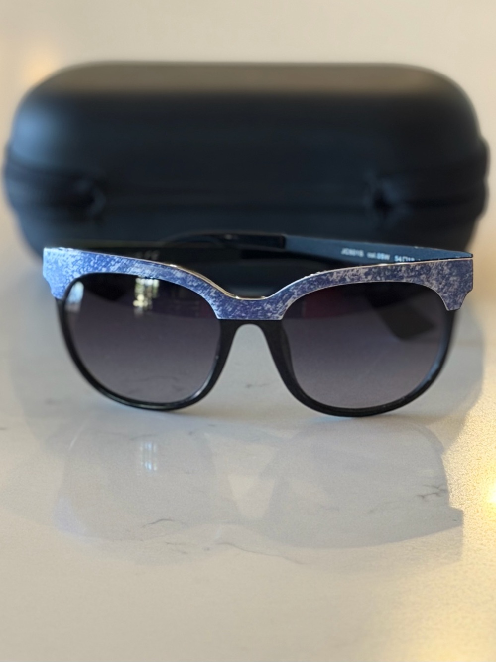 Just Cavalli Women's JC501S Sunglasses Black Denim Square Cat Eye Shades